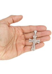 14K Two Tone Gold Diamond Cross Necklace | 2.46 Carats