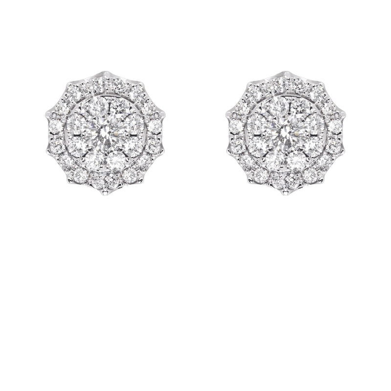 Mens Stud Diamond Earrings | 0.96 Carats 14K White Gold