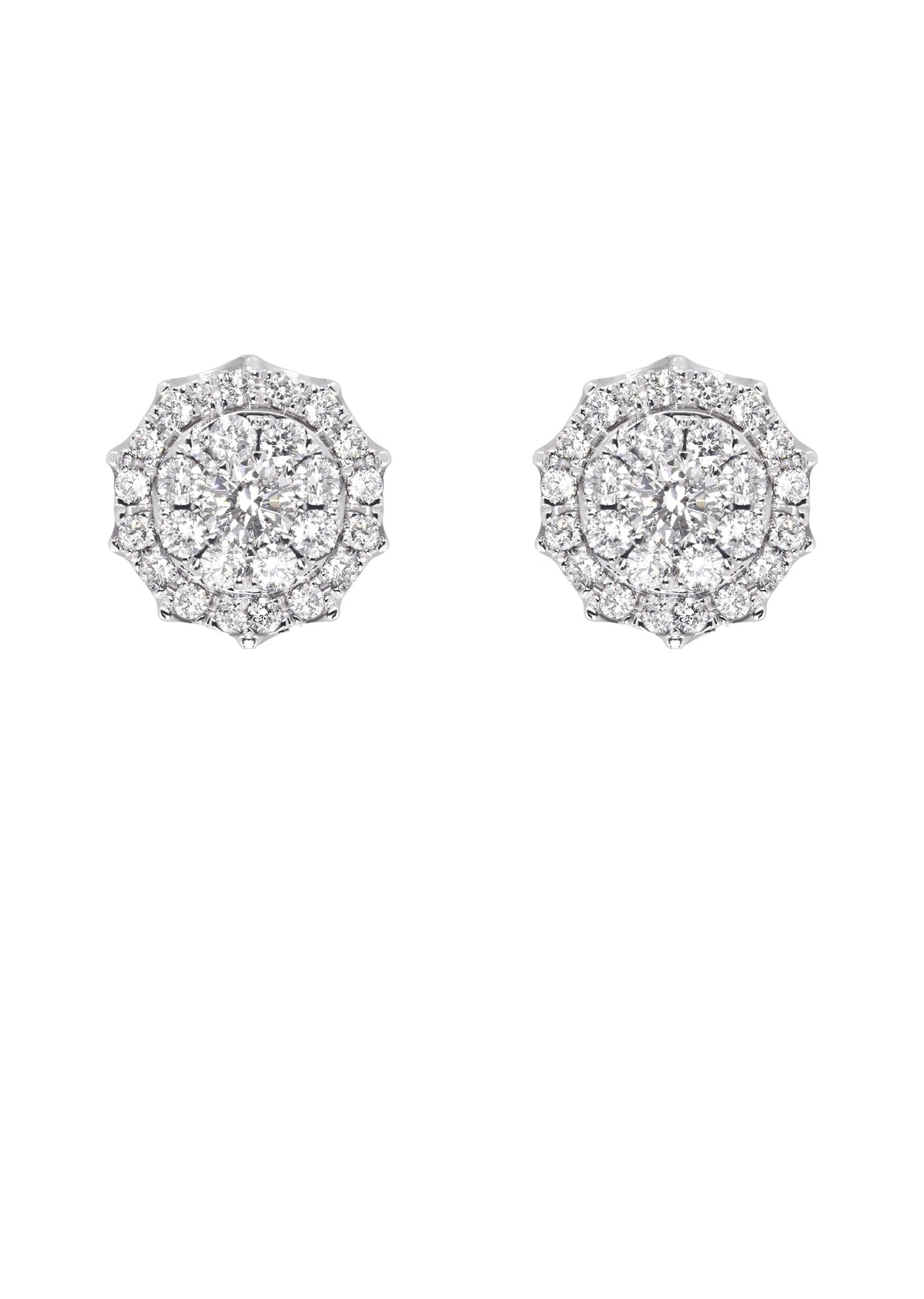 Mens Stud Diamond Earrings | 0.96 Carats 14K White Gold