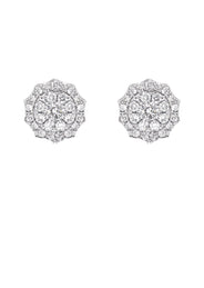 Mens Stud Diamond Earrings | 0.96 Carats 14K White Gold