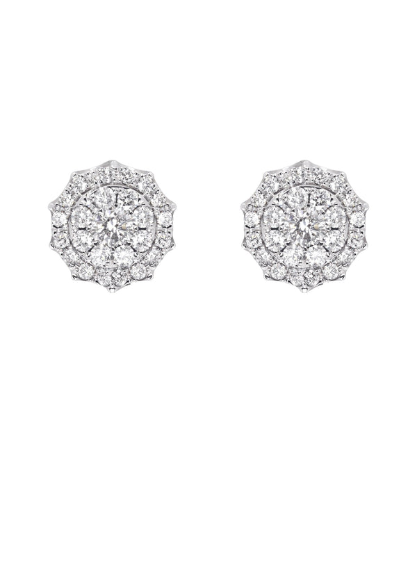 Mens Stud Diamond Earrings | 0.96 Carats 14K White Gold