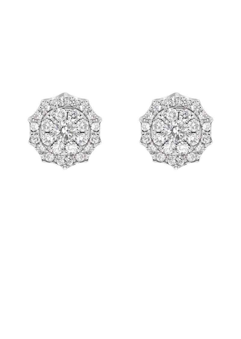 Mens Stud Diamond Earrings | 0.96 Carats 14K White Gold