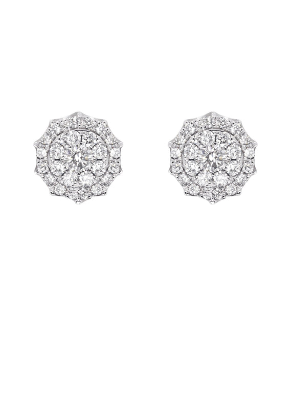 Mens Stud Diamond Earrings | 0.96 Carats 14K White Gold