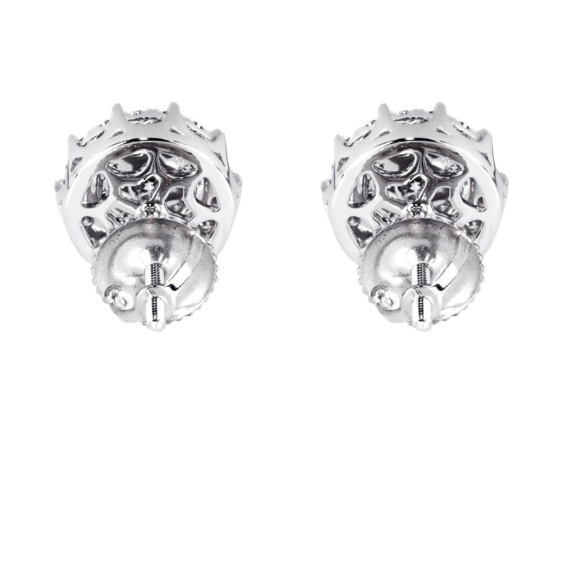 Mens Stud Diamond Earrings | 0.96 Carats 14K White Gold