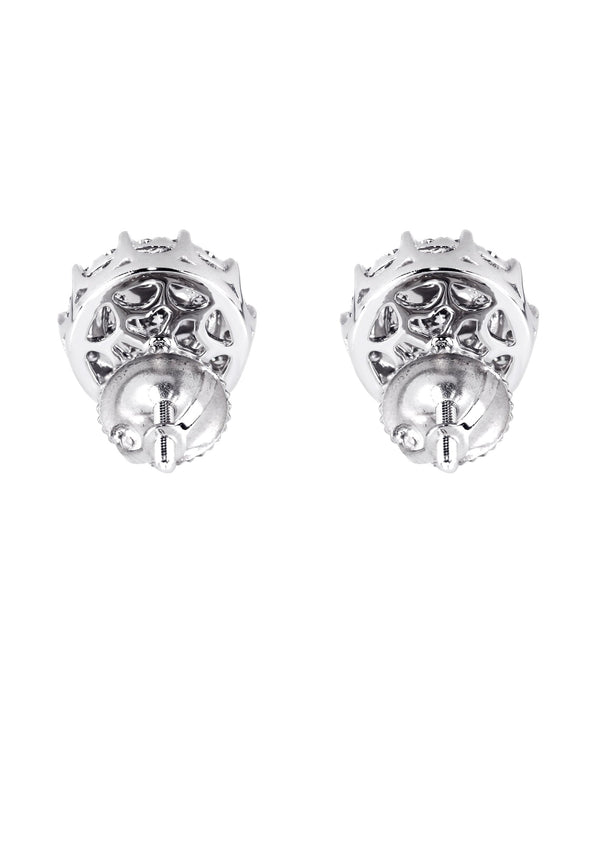 Mens Stud Diamond Earrings | 0.96 Carats 14K White Gold