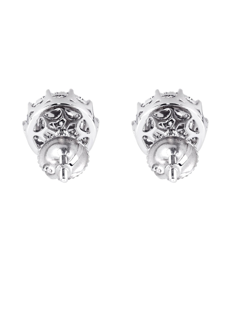 Mens Stud Diamond Earrings | 0.96 Carats 14K White Gold