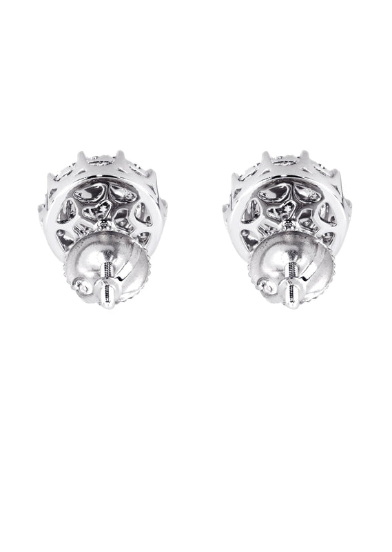 Mens Stud Diamond Earrings | 0.96 Carats 14K White Gold