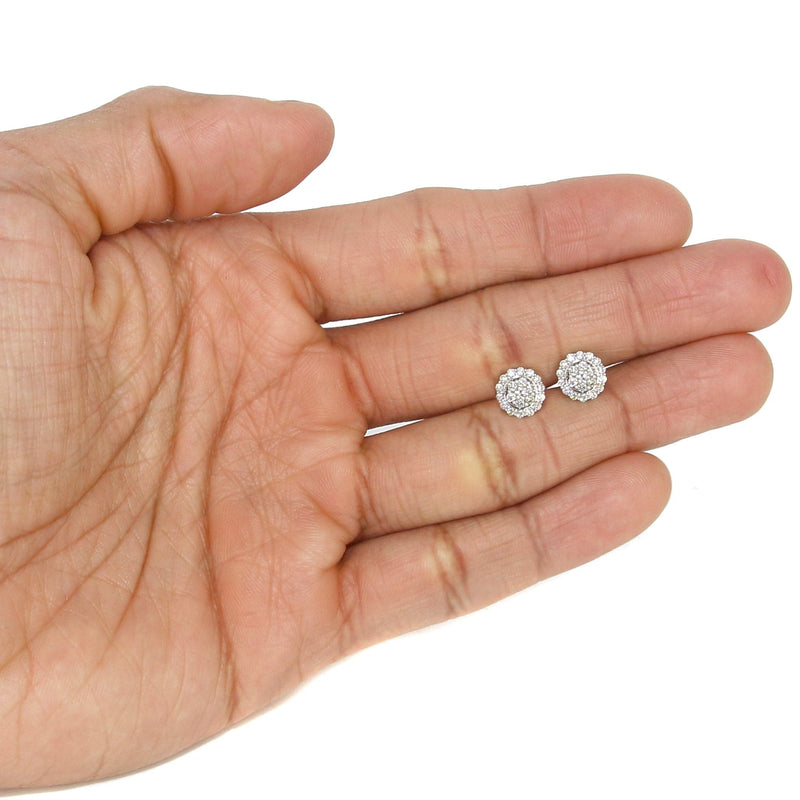 Mens Stud Diamond Earrings | 0.96 Carats 14K White Gold