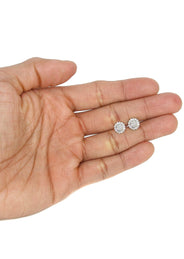 Mens Stud Diamond Earrings | 0.96 Carats 14K White Gold