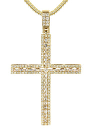 14K Yellow Gold Diamond Cross Necklace | 1.75 Carats