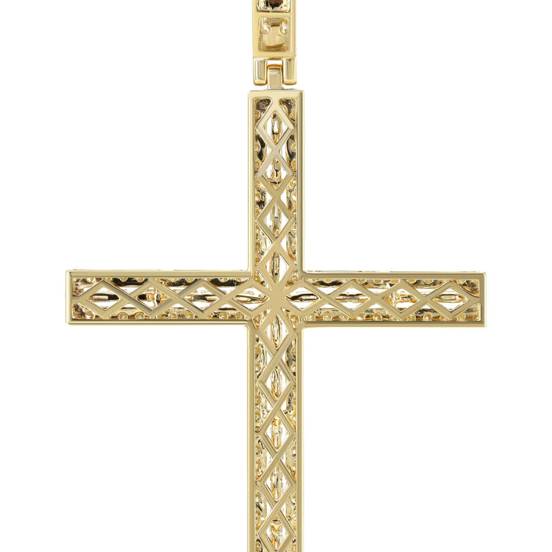 14K Yellow Gold Diamond Cross Necklace | 1.75 Carats