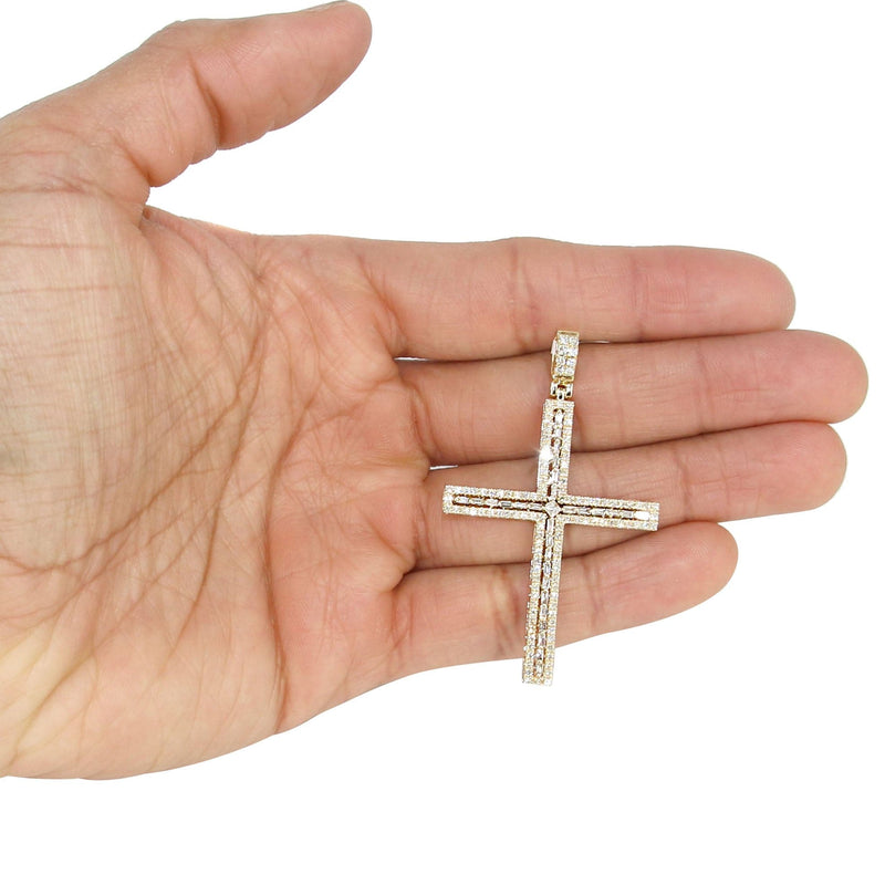 14K Yellow Gold Diamond Cross Necklace | 1.75 Carats