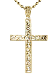 14K Yellow Gold Diamond Cross Necklace | 1.94 Carats
