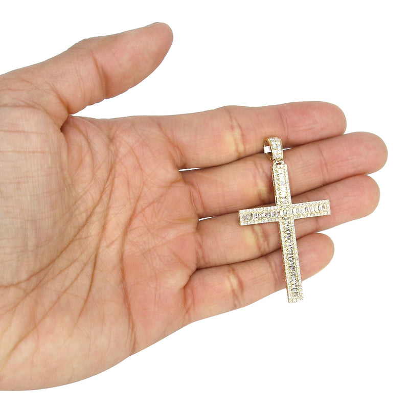 14K Yellow Gold Diamond Cross Necklace | 1.94 Carats