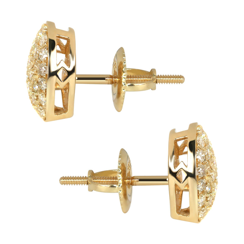 Mens Stud Diamond Earrings | 0.76 Carats 14K Yellow Gold