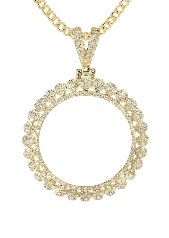 14K Yellow Gold Diamond Circle Necklace | 1.45 Carats