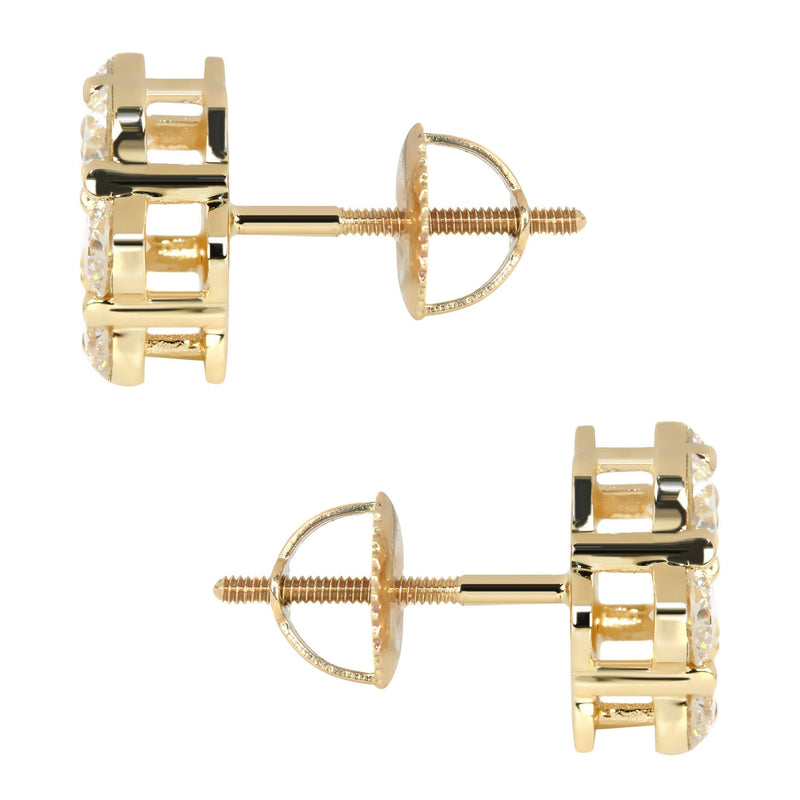 Mens Stud Diamond Earrings | 2.53 Carats 14K Yellow Gold