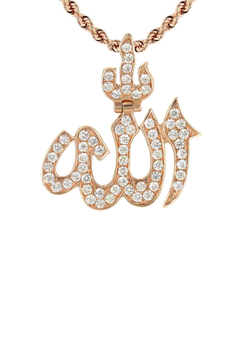 14K Rose Gold Allah Diamond Necklace | 0.77 Carats