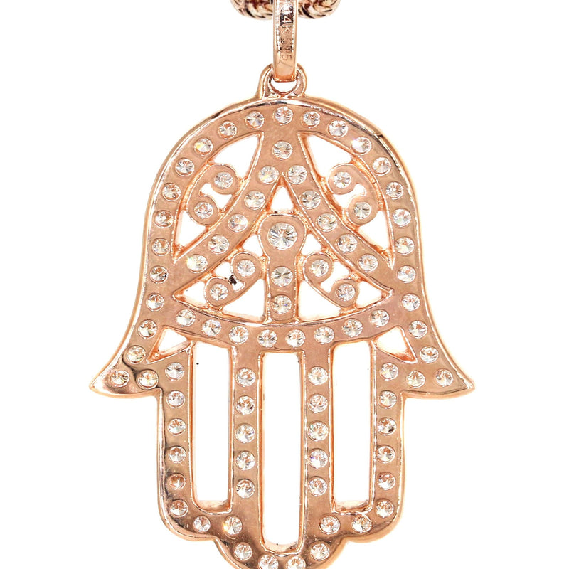 14K Rose Gold Diamond Hamsa Necklace | 2.02 Carats