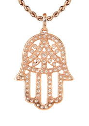 14K Rose Gold Diamond Hamsa Necklace | 2.02 Carats