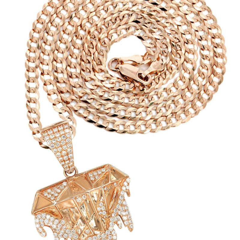 14K Rose Gold Diamond Drip Necklace | 1.85 Carats