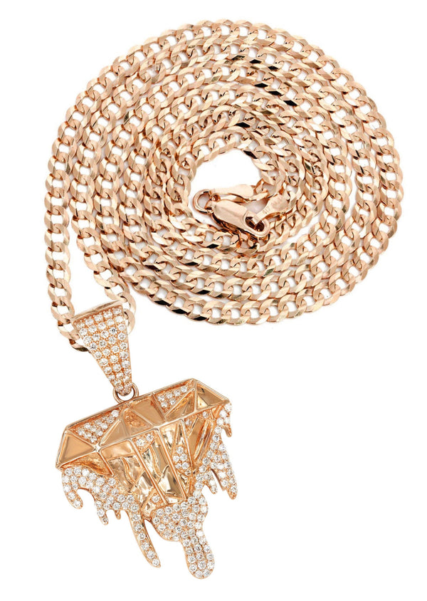 14K Rose Gold Diamond Drip Necklace | 1.85 Carats