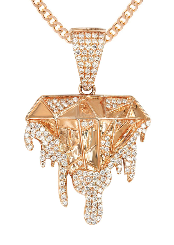 14K Rose Gold Diamond Drip Necklace | 1.85 Carats