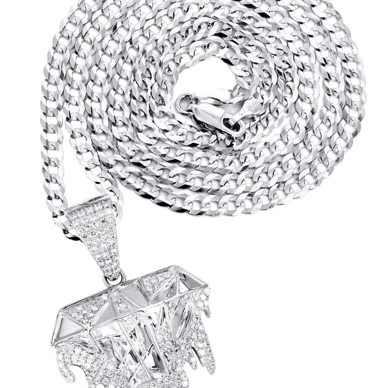 14K White Gold Diamond Drip Necklace | 1.85 Carats