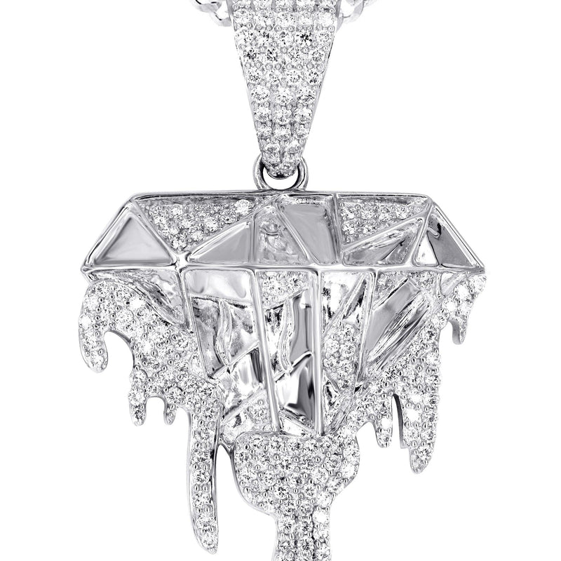 14K White Gold Diamond Drip Necklace | 1.85 Carats