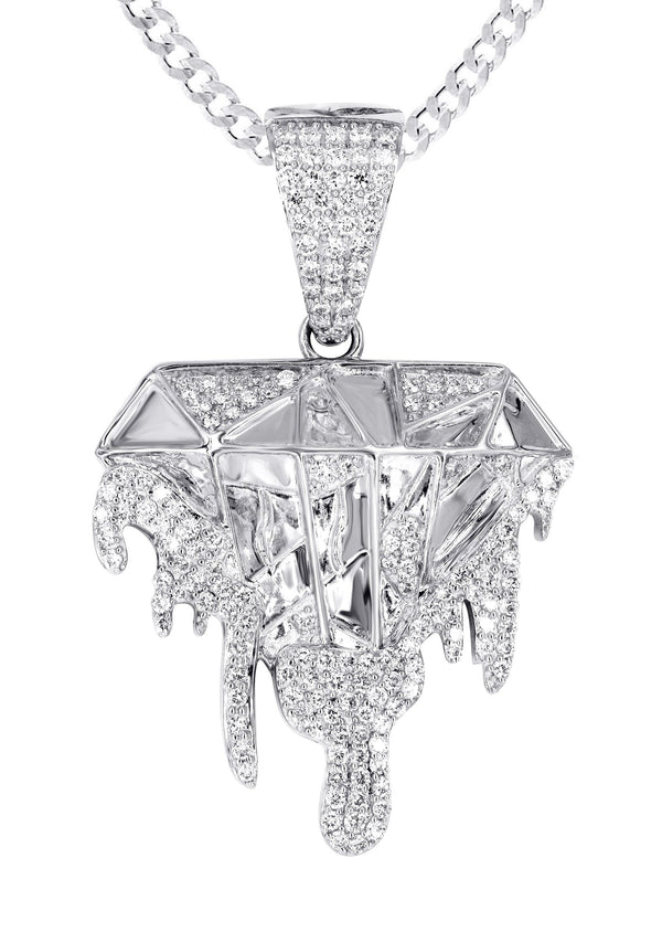 14K White Gold Diamond Drip Necklace | 1.85 Carats