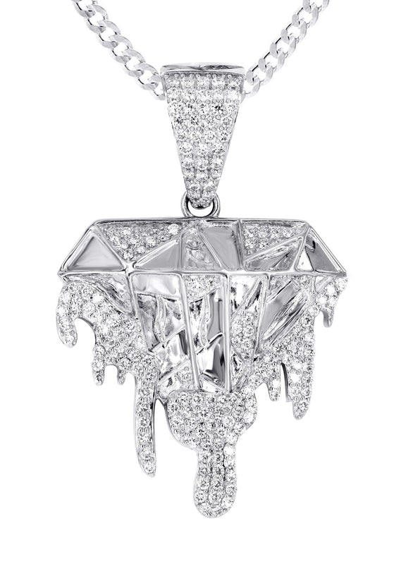 14K White Gold Diamond Drip Necklace | 1.85 Carats