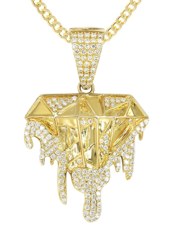 14K Yellow Gold Diamond Drip Necklace | 1.85 Carats