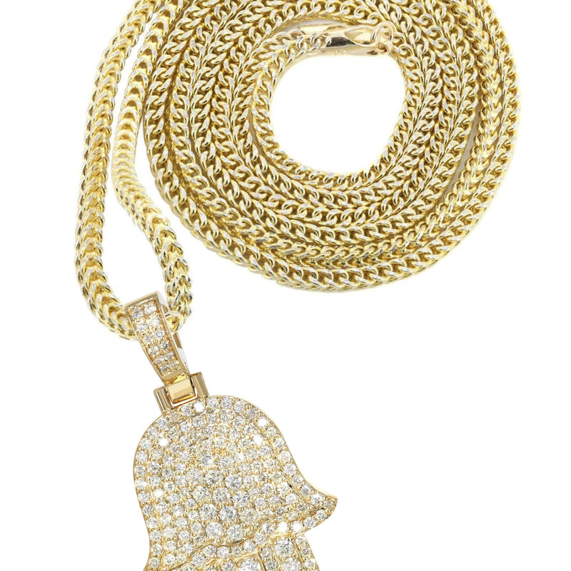 14K Yellow Gold Diamond Hamsa Necklace | 2.5 Carats