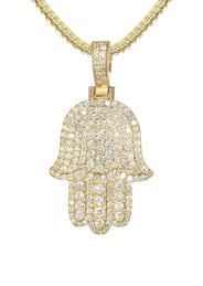 14K Yellow Gold Diamond Hamsa Necklace | 2.5 Carats