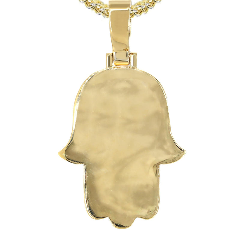 14K Yellow Gold Diamond Hamsa Necklace | 2.5 Carats