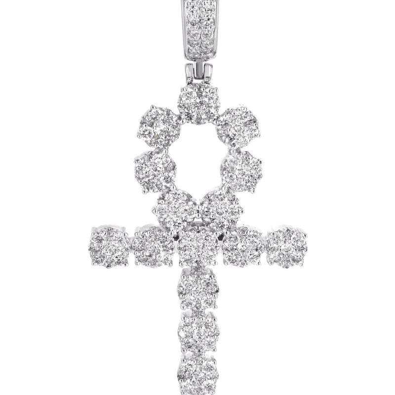 14K White Gold Diamond Ankh Necklace | 1.75 Carats