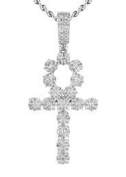 14K White Gold Diamond Ankh Necklace | 1.75 Carats