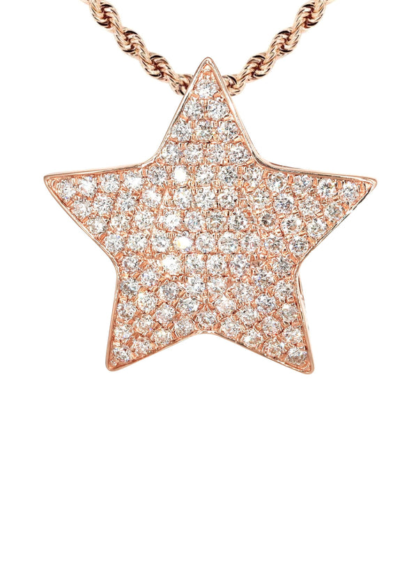14K Rose Gold Diamond Star Necklace | 1.65 Carats