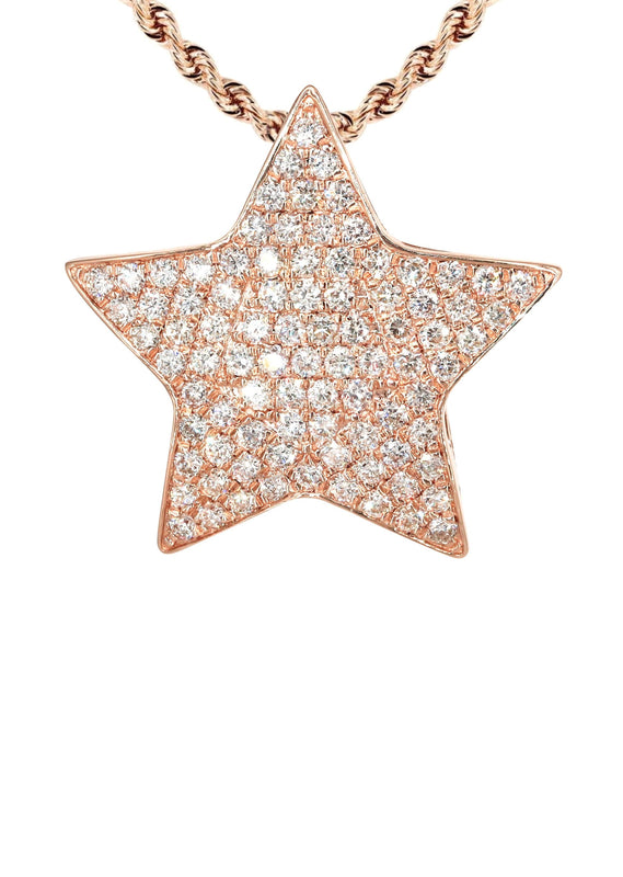 14K Rose Gold Diamond Star Necklace | 1.65 Carats