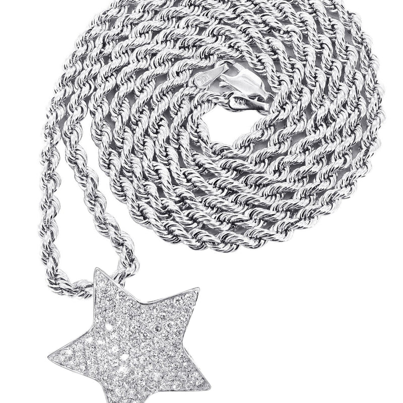 14K White Gold Diamond Star Necklace | 1.65 Carats