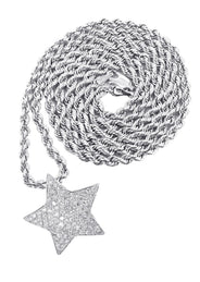 14K White Gold Diamond Star Necklace | 1.65 Carats