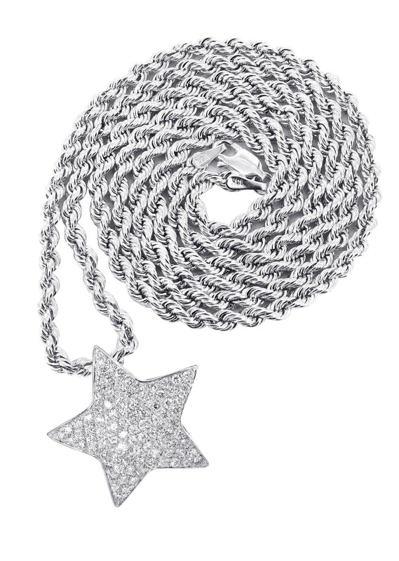 14K White Gold Diamond Star Necklace | 1.65 Carats