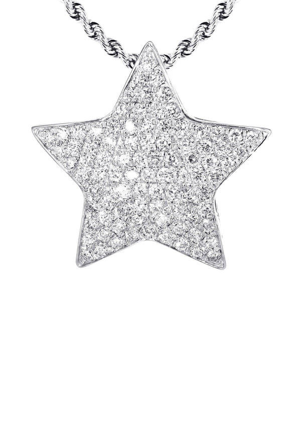 14K White Gold Diamond Star Necklace | 1.65 Carats