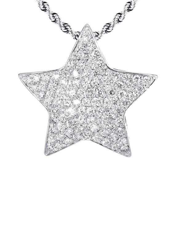 14K White Gold Diamond Star Necklace | 1.65 Carats