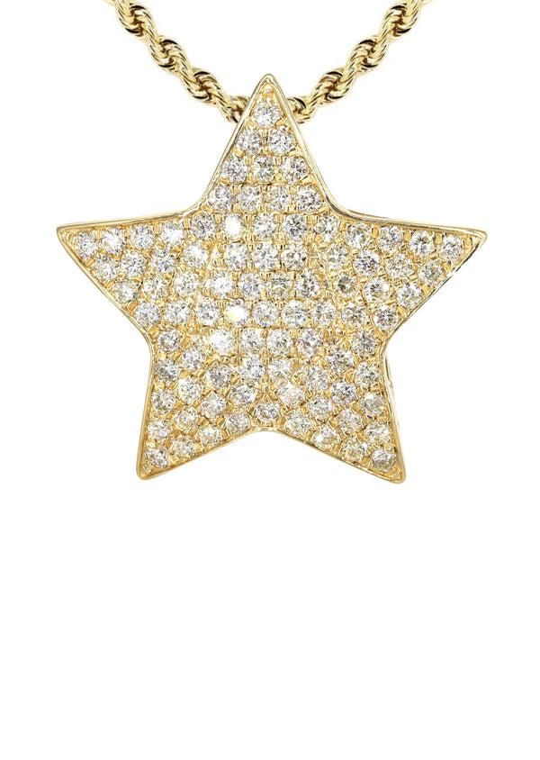 14K Yellow Gold Diamond Star Necklace | 1.65 Carats