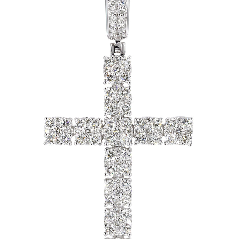 14K White Gold Diamond Cross Necklace | 1.6 Carats