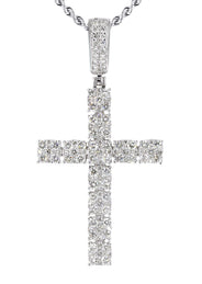 14K White Gold Diamond Cross Necklace | 1.6 Carats