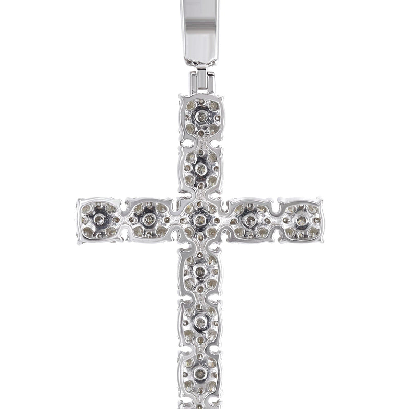 14K White Gold Diamond Cross Necklace | 1.6 Carats