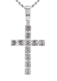 14K White Gold Diamond Cross Necklace | 1.6 Carats