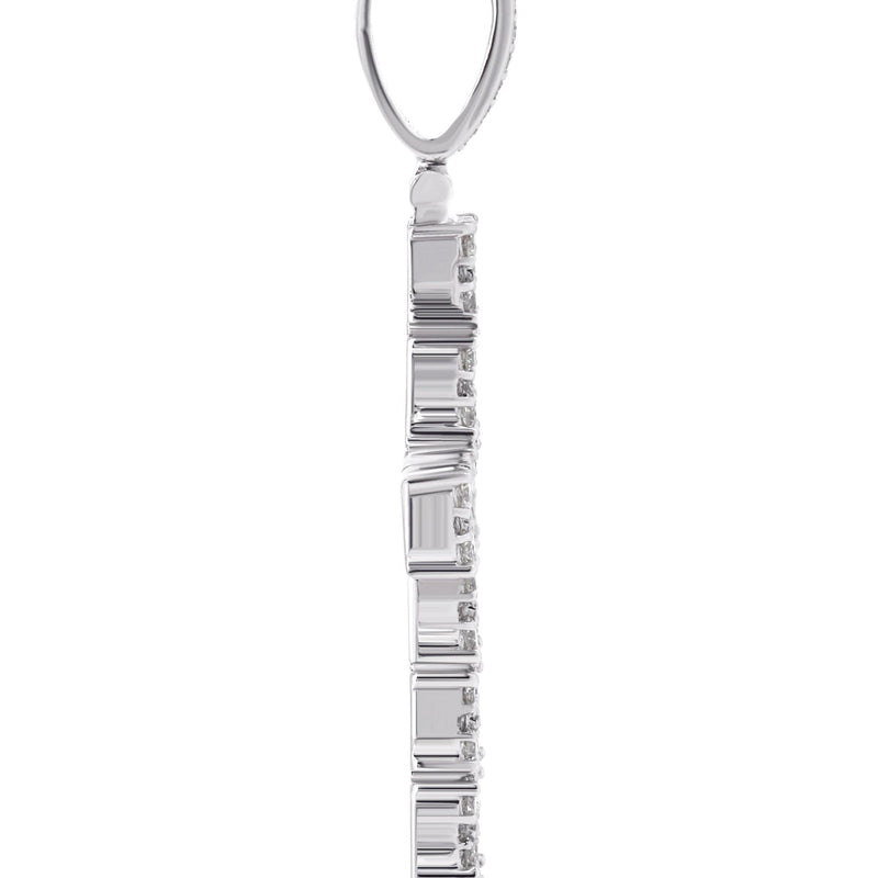 14K White Gold Diamond Cross Necklace | 1.6 Carats